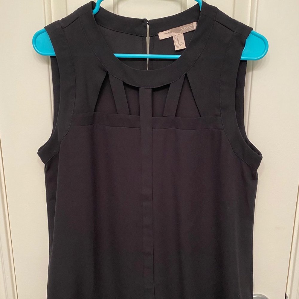 Black tank with neckline cutouts